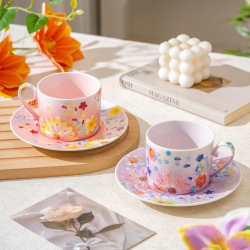 Floral Porcelain Mug & Saucer 250 ml